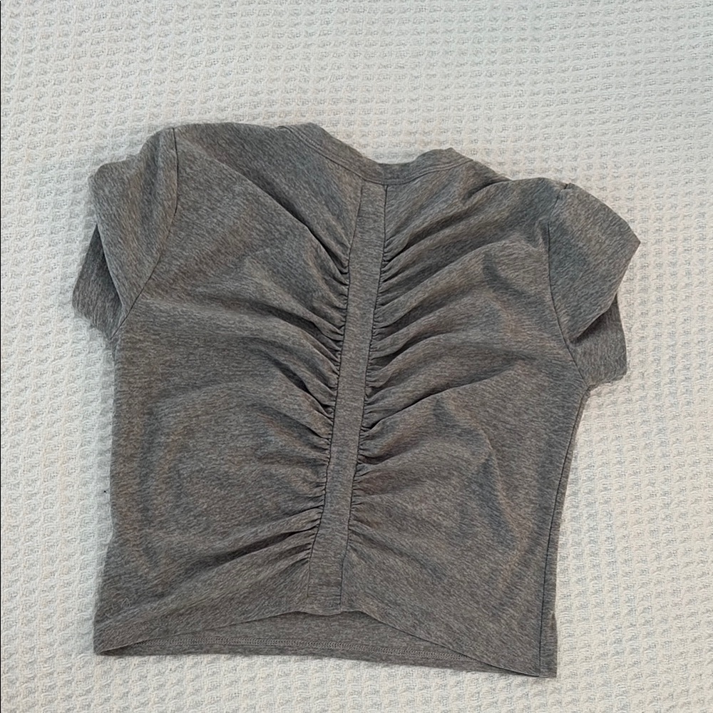 Beyond Yoga Gray Fitted Crop T-Shirt